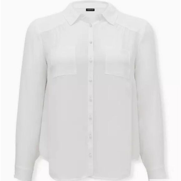Torrid Madison Georgette Button Up Long Sleeve White Sheer Shirt Women Size 4X - Picture 15 of 16